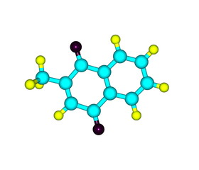 Menadione molecule isolated on white