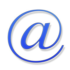 Blue sign on a white background