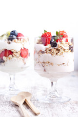 muesli with fruits and yogurt
