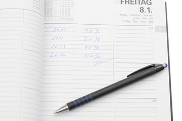 Pocket Planner and Pencil Isolated