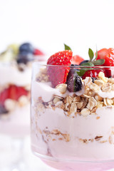 muesli with fruits and yogurt