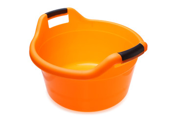 Orange plastic wash bowl