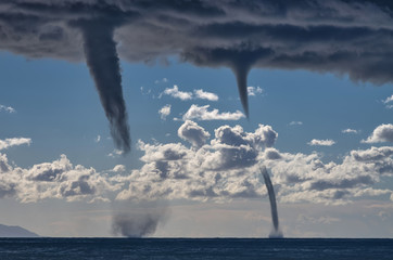 Fototapeta na wymiar Tornados over the mediterranean sea