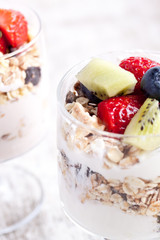 muesli with fruits and yogurt