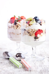 muesli with fruits yogurt
