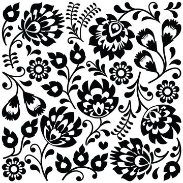 Polish folk art black pattern - Wzory Lowickie, Wycinanki