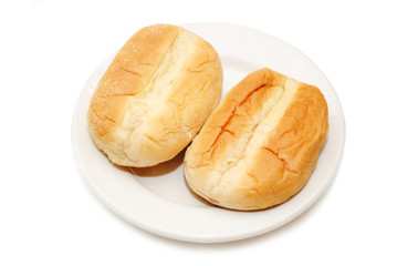 Rolls on a White Plate Isolated on White