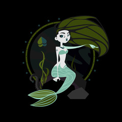 mermaid sitting on a rock