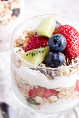 muesli with fruits and yogurt