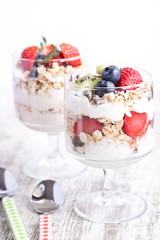 muesli with fruits yogurt