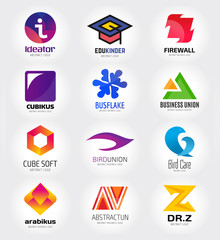 Abstract vector logo template set for branding and flat design