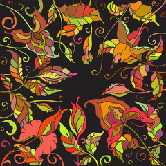 Fototapeta na wymiar Vector background with ornament of the graphic flowers