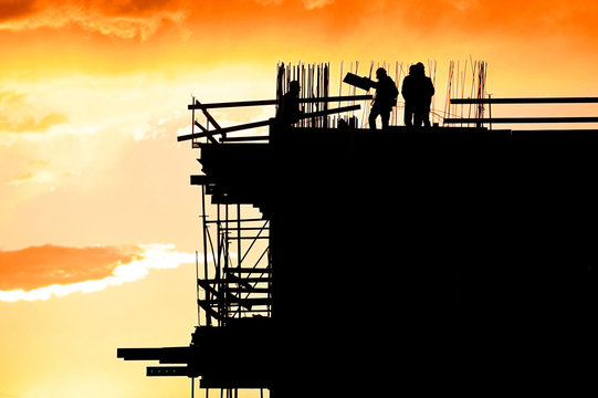 Construction workers silhouettes