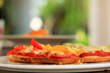 Italian pizza ham cheese and pepper