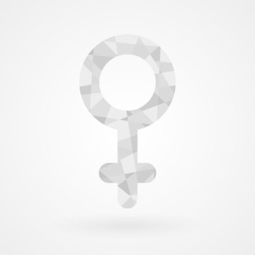 Female gender symbol. Low poly style