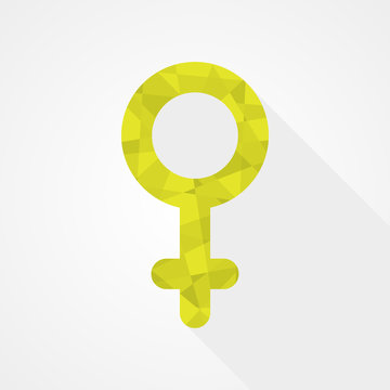Female gender symbol. Low poly style. Flat design