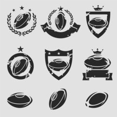 Rugby labels and icons set. Vector