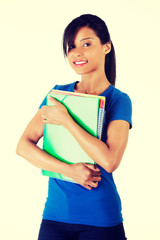 Student woman with note pad.