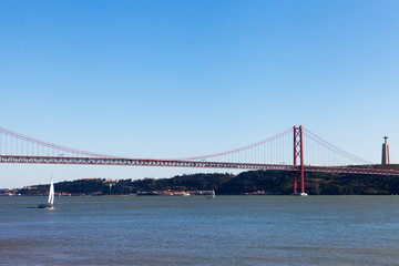 Fototapeta na wymiar 25th april bridge, Lisbon, Portugal.