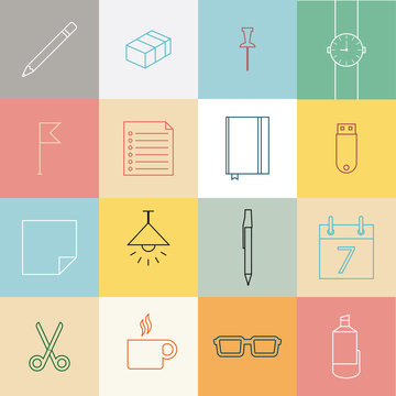 Stationery items flat design