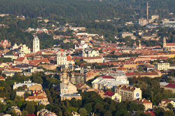 Fototapeta premium Aerial view of Old Town in Vilnius, Lithuania
