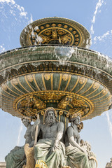 Fototapeta na wymiar La Fontaine des Fleuves fountain at Place de la Concord, Paris.