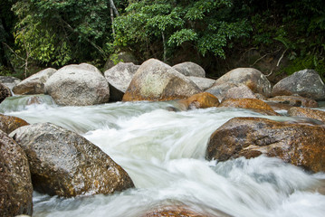 Naklejka na ściany i meble Naturally undeveloped river in Bentong, Janda Baikl, Malaysia