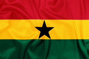 Ghana - Waving national flag on silk texture