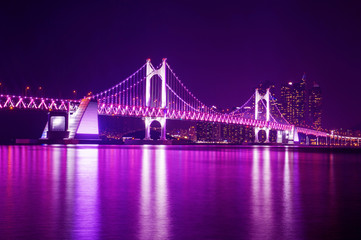 Obraz premium GwangAn Bridge and Haeundae at night in Busan,Korea
