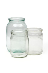 Bank of glass on the white background