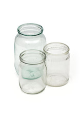 Bank of glass on the white background