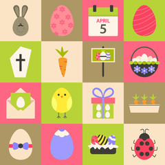 Easter flat stylized icon set 4
