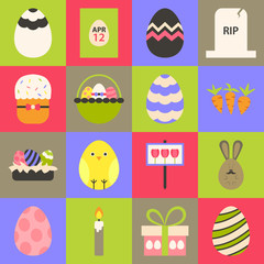 Easter flat stylized icon set 1