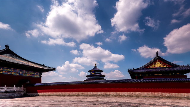 The cloudscape and the main hall of the Temple of Heaven in Beijing,China
