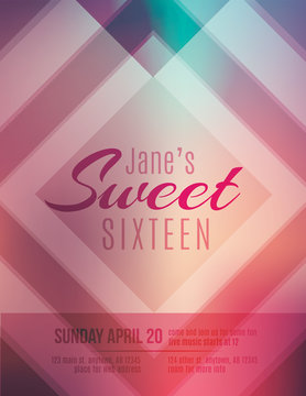 Sweet Sixteen Birthday Party Invitation Template