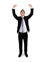 Business man lift something