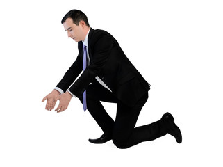 Business man pick something