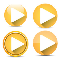 Orange Play button set. vector illustration
