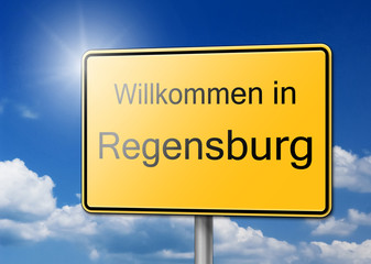 Willkommen in Regensburg Schild Hintergrund
