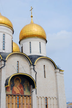 Dormition church in Moscow Kremlin. UNESCO Heritage Site.