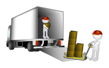 Camion con monigotes trabajadores