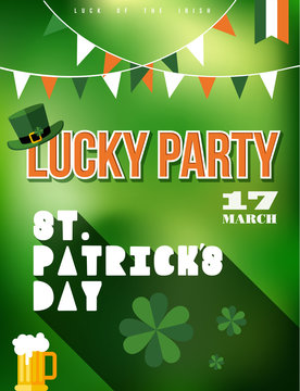 St Patricks day party poster illustration