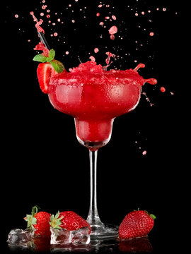 Red strawberry daiquiri cocktail up