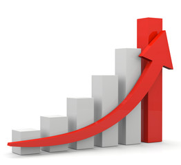 grafico crescita con freccia rossa