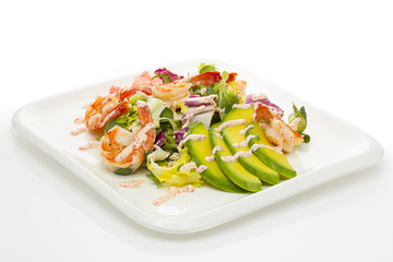 Grilled Shrimp salad with avocado