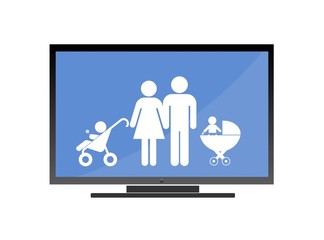 Famille dans un écran de télévision