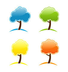 Four seasonal icons with tree