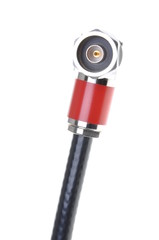 Coaxial cable with connector isolated on white background