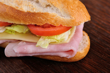 Home made ham sandwich close up