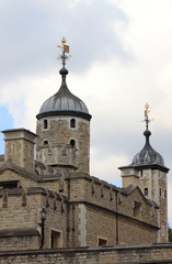 Fototapeta na wymiar Domes of the stone fortress of the Tower of London, UK